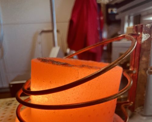 Graphite crucible heated by an induction heating system
